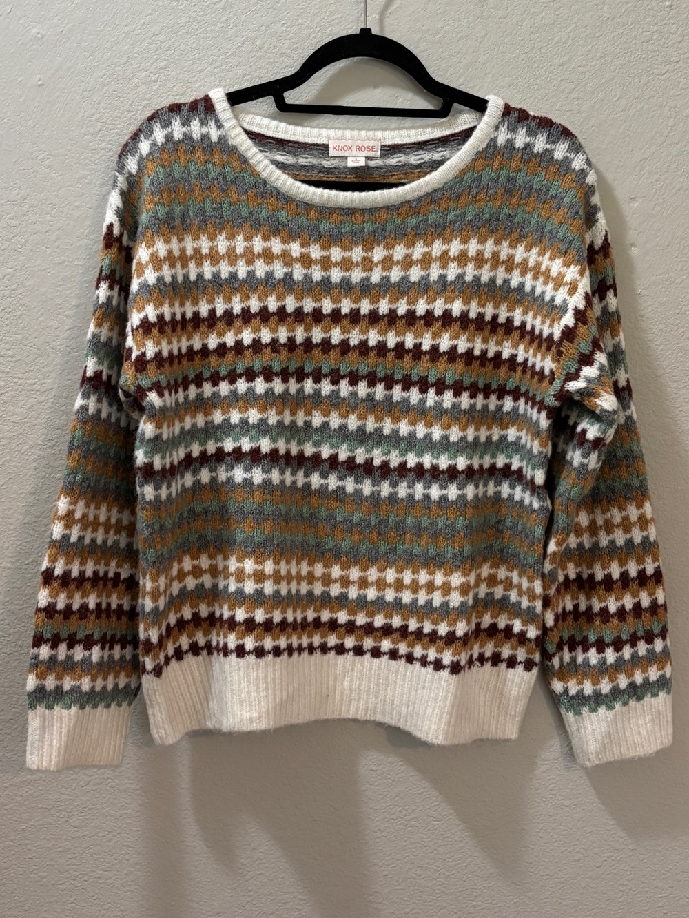 Knox Rose Fair Isle Multicolor Knit Sweater Size Small